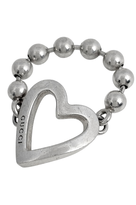 Pre-Owned Gucci GUCCI Heart Ball Chain Ring, Sterling Silver 925, Women's Ring