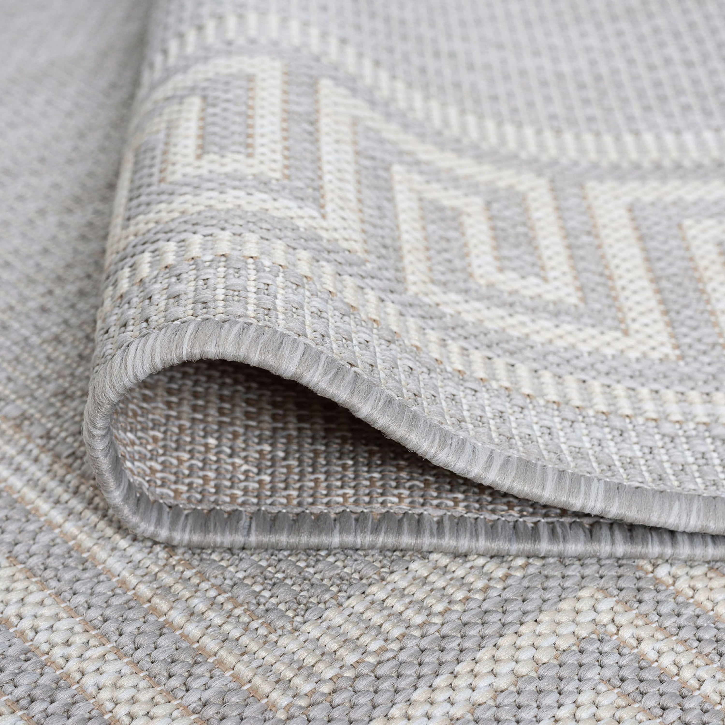 6ft Round Water Resistant, Indoor Outdoor Rugs for Patios, Front Door Entry, Entryway, Deck, Porch, Balcony | Outside Area Rug for Patio | Gray, Greek Key | Size: 5'3'' Round