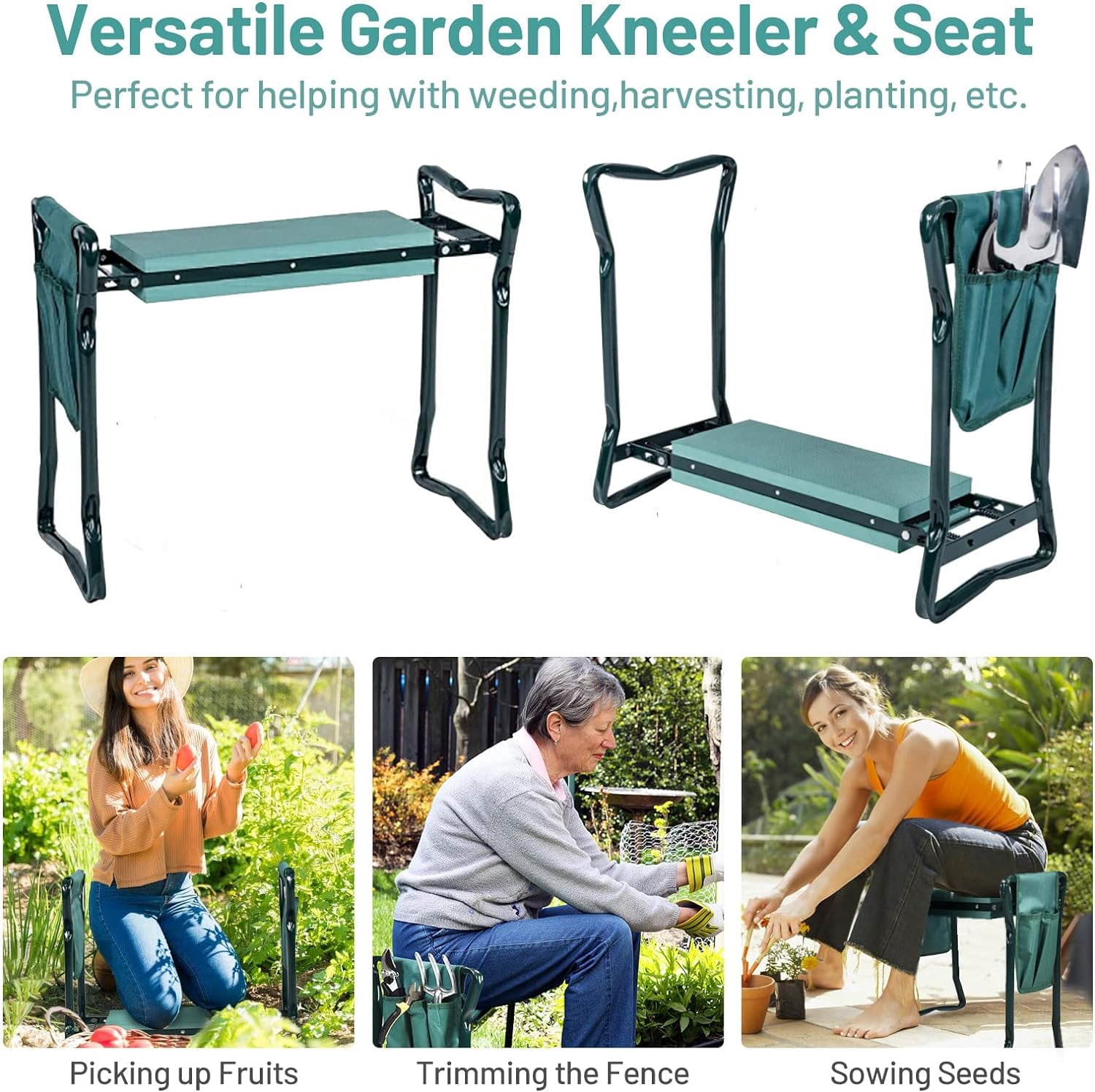QCQHDU 10.63 inch Folding Gardening Kneeler Seat with Foldable