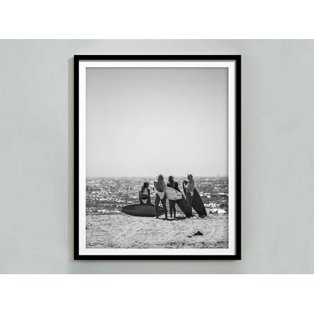 Kna Prints - Surfer Girls Hawaii Poster, Black And White Wall Art, Beach Print, Vintage Photograph, Surfboard Wall Art, Summer Poster,, UNFRAMED-16x24