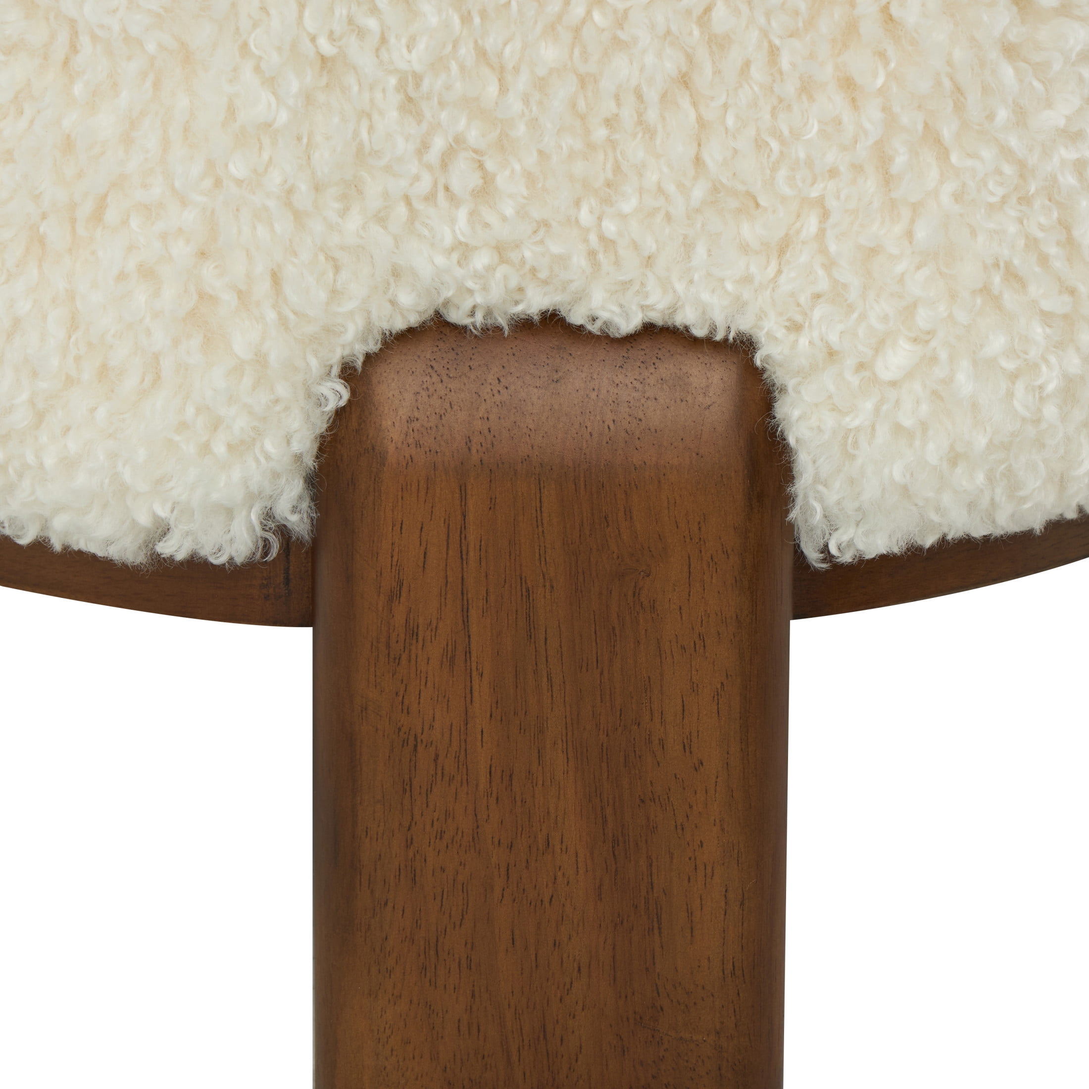 DecMode Polyester Lounge Chair with Brown Wooden Legs, White