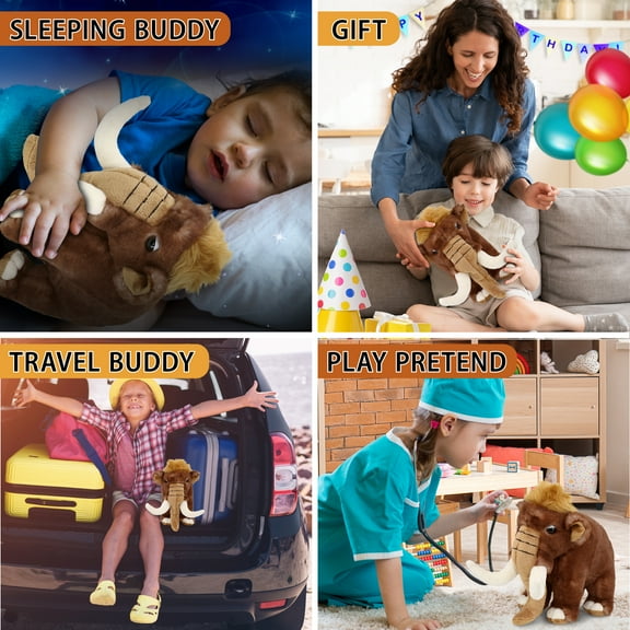 DolliBu Woolly Mammoth Plush - Super Soft Stuffed Animal Woolly Mammoth Toy, Cute Stuffed Animal, Prehistoric Wild Animal Toy Gift For Kids and Adults, - 9 Inches