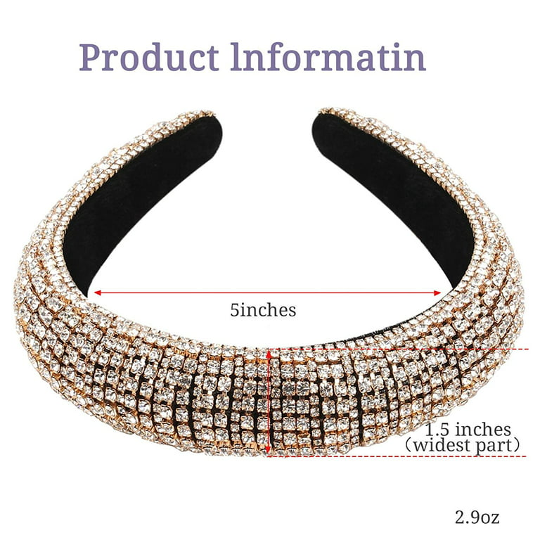 Rhinestone Crystal Diamond Headbands for Women Fashionable Handmade Wide  Hair Hoops Beaded Bling HairBand Hair Accessories