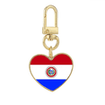 thumbnail image 1 of Paraguay National Flag South America Country Gold Heart Keychain Metal Keyring Holder, 1 of 3