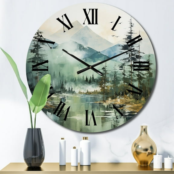 Designart "Bold horizon Canada Emerald Wilderness I" Landscapes Oversized Wall Clock