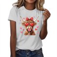 thumbnail image 2 of BiZtdJrK Womens Happy Easter Shirts Funny Bunny Rabbit Graphic Tee Tops 2025 Fashion Print Short Sleeve T-Shirts Holiday Outfits Gray L Back to School Sales, 2 of 5