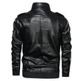 thumbnail image 5 of Tiweut Mens Leather Jackets Mens Long Sleeve Lapel Zipper Sports Textured Retro Slim Fit Coat Regular Blouses Black,L, 5 of 5
