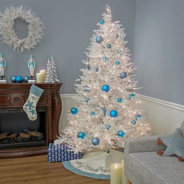 National Tree Company Pre-Lit Artificial Christmas Tree, White, Sea Coral, 750 Warm White LED Lights, Includes Stand, 7.5 Feet