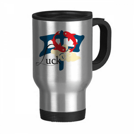 

China Carp Good Luck Blessings Travel Mug Flip Lid Stainless Steel Cup Car Tumbler Thermos