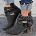 thumbnail image 2 of Women High Heels Boots Buckle Strap Ankle Shoes Winter Autumn Casual Chunky Heels Boots CFU, 2 of 4