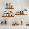 thumbnail image 3 of 16.5 in Solid Wood Floating Shelves Wall Mounted Shelves, Distressed Walnut Color, Set of 2, 3 of 7