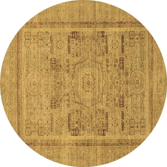 Ahgly Company Indoor Round Abstract Brown Modern Area Rugs, 5' Round