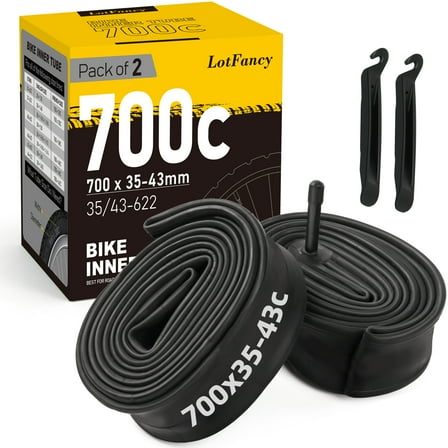 LotFancy 2Pcs 28 in 700x35/37/38/40/42/43c Bike Inner Tubes, 48mm Schrader Valve