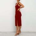 thumbnail image 3 of Baqcunre Wrap Dress Women's Solid Color Square Neckline Strap Bodycon Party Dress Summer Dresses for Women 2024 Dresses for Women 2024 Womens Dresses Red S(Hot), 3 of 9