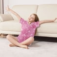 thumbnail image 5 of Silky Satin Kids' Pajama Set Breathable & Smooth Unisex Button-Down Pajamas Pink Glitter Background, 5 of 7