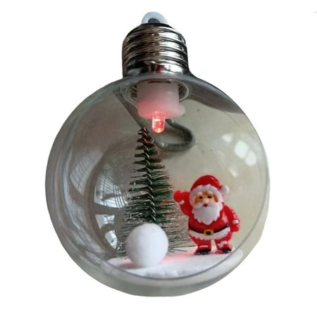 

Chicmine Christmas Tree Ball with Light Battery Operated Transparent House/Snowmen/Streamer/Elk/Santa Claus Window Dressing Xmas Decor Hanging Ball Pendant Party Supplies