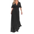 thumbnail image 2 of Robes pour Femmes Été 2024, Robe Longue en Chiffon à Manches Mi-Longues, Col en V Fendu, 50 % de Réduction!, 2 of 7