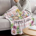 thumbnail image 3 of Easter Gnomes Blanket Soft Cozy Warm Throw Blanket for Couch, Plush Fuzzy Flannel Fleece Blankets for Sofa, Watercolor Floral Daisy Eggs Spring Pink Plaid Bed Blankets Gifts for Men, 50"x80", 3 of 9