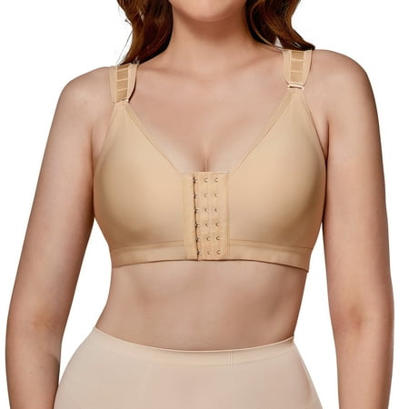 

KUMAYES Postoperative Bra for Women Front Closure Racerback Yoga Sports Bra Strong Hold Push Up Feel-good Bra without Padded Underwire