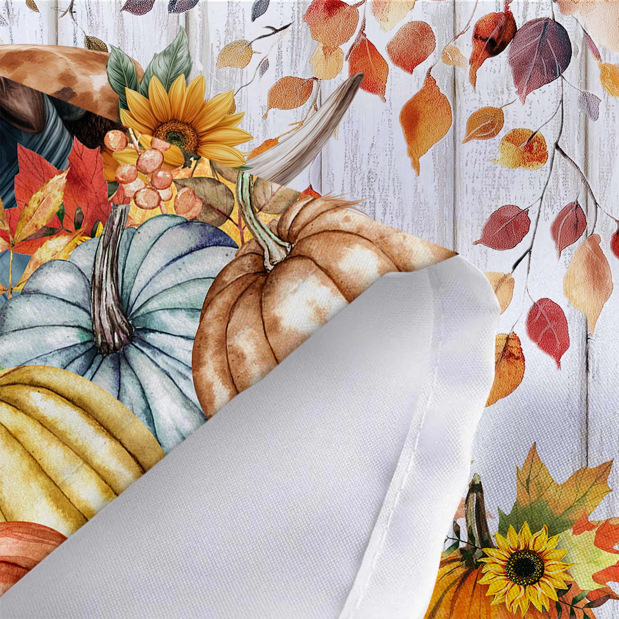 Fall Highland Cow Shower Curtain, Autumn Pumpkin Harvest Maple Leaves Wooden Western Bath Curtain, Funny Animals Thanksgiving Farmhouse Bathroom Shower Curtain Set with Hooks, 70X85in