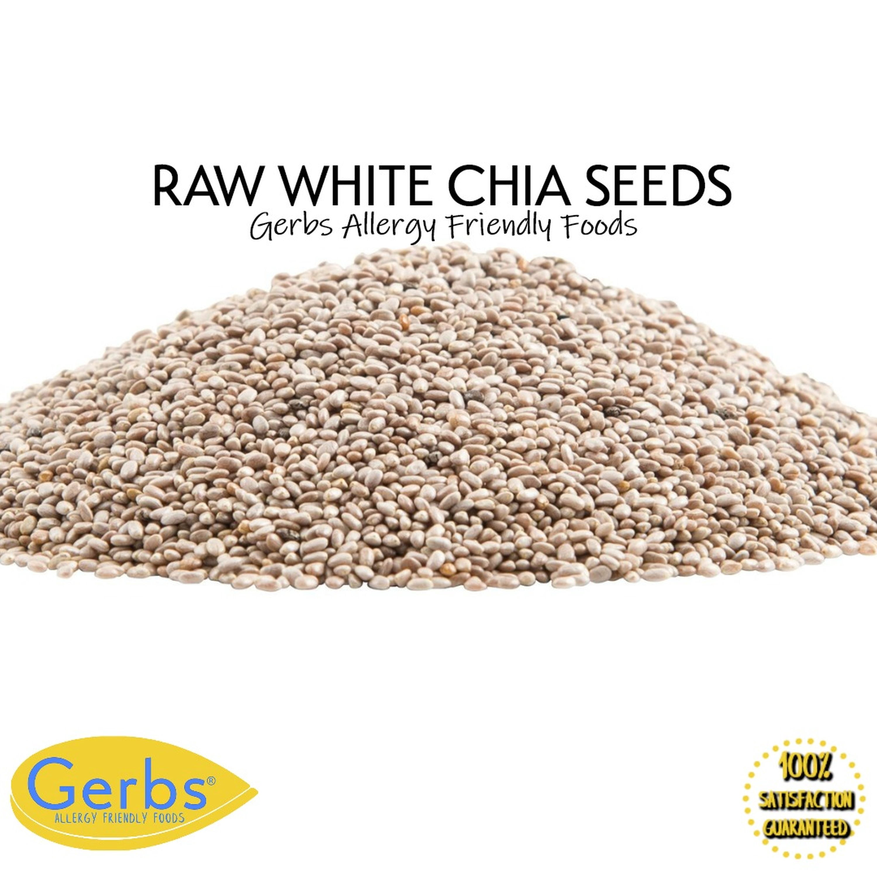 Raw White Chia Seeds, 14 oz. by Gerbs ? Top 14 Food Allergy Free & NON GMO - Vegan & Kosher - Premium Quality Grown in Canada