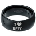 thumbnail image 2 of Tungsten Heart Love Beer Band Ring 8mm Men Women Comfort Fit Black Dome Polished, 2 of 4