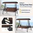 thumbnail image 6 of VIVOHOME 3 Seat Porch Swing Chair with Converting Canopy&Removable Cushion, Cushioned Steel Frame Porch Canopy Swing Chair, Swing Glider Hammock for Patio, Garden - Brown, 6 of 13
