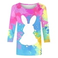 thumbnail image 3 of Camisetas de Pascua para las Mujeres Impresión de la Moda Suelta Casual Cuello Redondo Tres Cuartos de Manga Suéter, 3 of 5