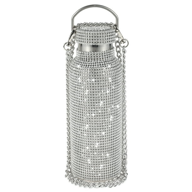 Botella De Agua Con Diamantes De Imitación Bling Botella Térmica De Acero Inoxidable Botella De Agua Recargable Botella De Agua Aislada Botella De Agua Con Purpurina Con Cadena Para Mujeres (500 Ml) Muyoka Hogar