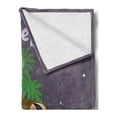 thumbnail image 2 of Sloth Soft Flannel Fleece Throw Blanket, Cartoon Character Sleeping on Branch Jungle Animal in Night Sky Kids Theme, Cozy Plush for Indoor and Outdoor Use, 60" x 80", Plum Brown Green, by Ambesonne, 2 of 5