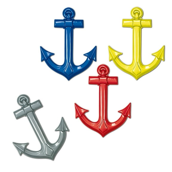 Party Central Club Pack of 24 Vibrantly-Colored Nautical Cruise Ship Anchors Party Decorations 25"
