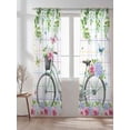 thumbnail image 2 of Sheer Curtains 108 Inches Long 2 Panels Set for Living Room, Spring Semi Sheer Curtains for Windows, Bicycles Botanical Leaves Rose Colorful Stripes Voile Window Treatments Rod Pocket Curtain, 2 of 7