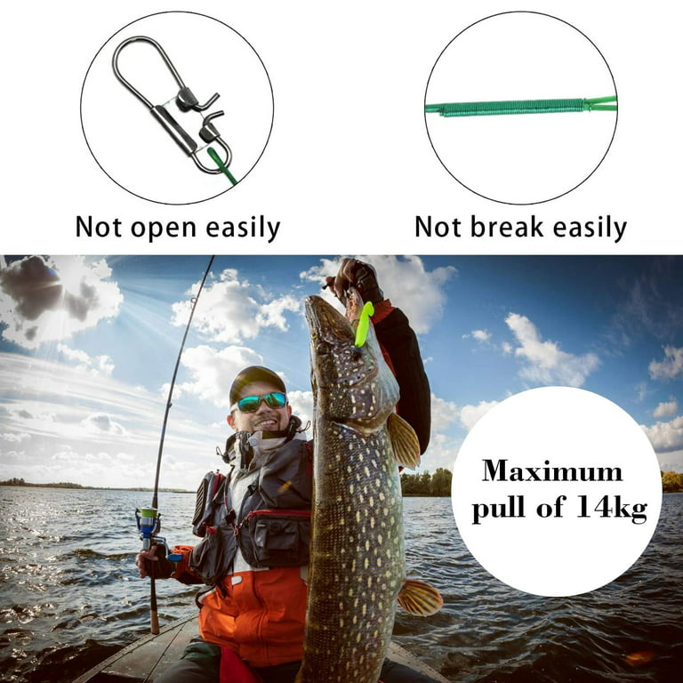 100pcs Stainless Steel Fishing Line Leaders, TSV Tooth Proof Heavy Duty Trace Fishing Leader Wire with Swivels and Snaps 14kg Pull for Connect Tackle