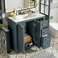 thumbnail image 4 of 36" Sturdy Solid Wood Small Bathroom Storage Cabinet, Bathroom Organizer Cabinet with Soft Close, Compact Vanity Unit for Small Spaces with Ample Storage for Bathroom, Blue, 4 of 9
