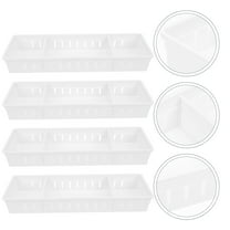 LEORX 4Pcs White Tableware Organizer Drawer Storage Case Simple Design for Forks Spoons