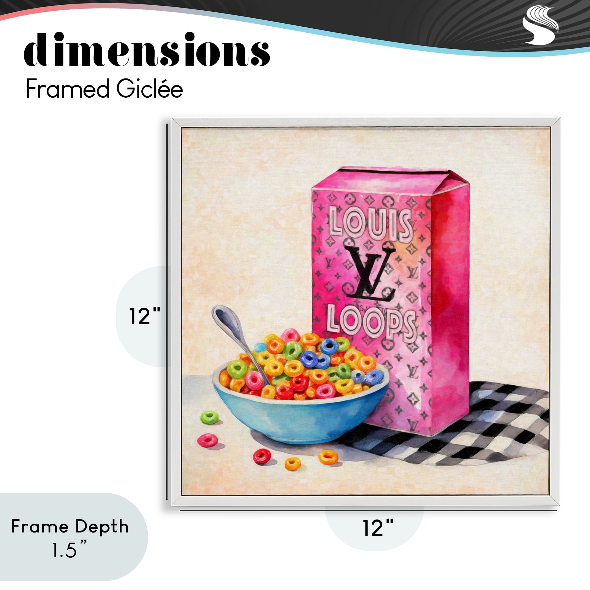 Stupell Industries Fashion Loops Cereal White Framed Giclee Art, design by Grotto Studios