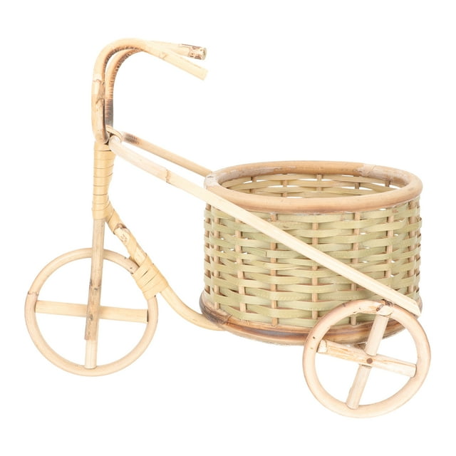 Bamboo Handicraft Rattan Tricycle Basket Tricycle Pen Basket Desktop Decor