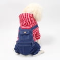 thumbnail image 2 of DOPI Pet Clothes Classic Stripe Jeans Dog Four Legged Elastic One Piece Fat Dog Cloth, 2 of 3