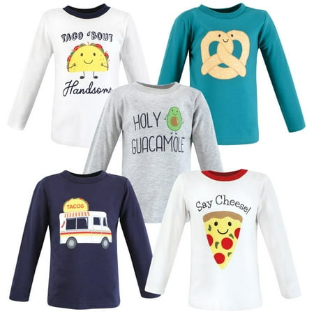 

Hudson Baby Infant and Toddler Boy Long Sleeve T-Shirts Fun Food 5 Toddler