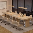 thumbnail image 3 of 63-Inch Wooden Kitchen Table with Dual Side Storage, Dining Table for 6 w/Large Tabletop & Sturdy Frame, Rectangular Dining Table with Double Pedestal, for Dining Room, Dinner, Oak, 3 of 8