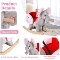 thumbnail image 3 of Kinbor Kids Rocking Horse Plush Elephant Ride On Rocking Horse Toy with Sound & Seat Belts, Grey, 3 of 8