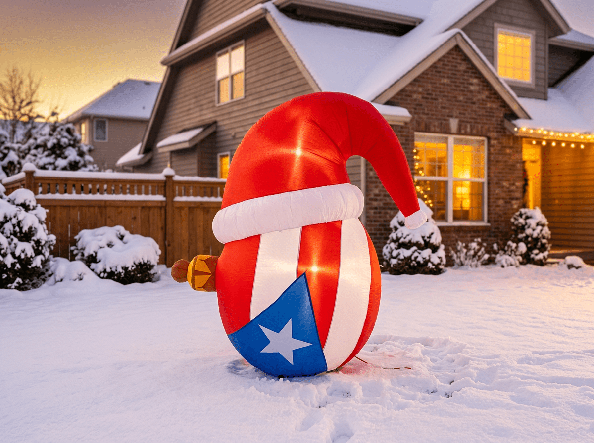 4FT Inflatable Ball with Santa Hat with w/Led light