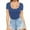 💙Blue💙, variant on Fartey Womens Scoop Neck Short Sleeve Shirts Solid Color Summer Going Out Tops Soft Stretch Tight Tops Trendy Y2K Tee Blue S