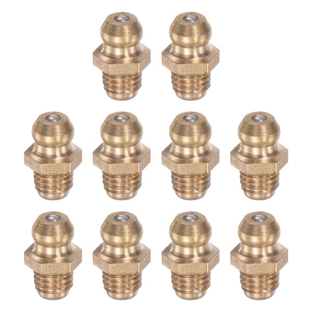 Unique Bargains Brass Straight Hydraulic Grease Fitting Accessories G1/4 Thread 8mm Width 10 Pack