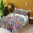 thumbnail image 2 of Ambesonne Ethnic Fitted & Top Sheet Set with Shams, Evil Eye Pattern, Multicolor, 2 of 5
