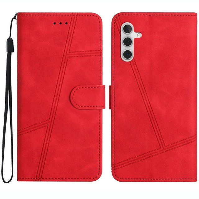 KAIYANG Funda de cuero con tapa para Samsung Galaxy A36 5G, estilo retro, con líneas impresas, color gris, rojo y multicolor