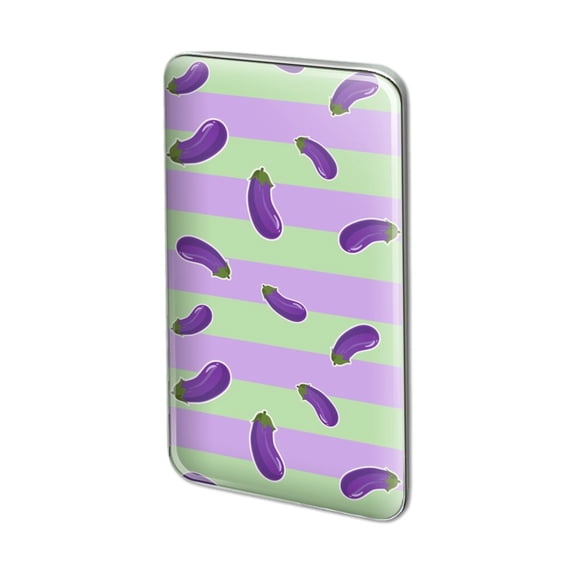 Cute Eggplant Aubergine on Stripes Pattern Metal Rectangle Lapel Hat Pin Tie Tack Pinback