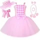 thumbnail image 4 of Vestido de tutú de princesa Barbi para niñas, ropa para fiesta de cumpleaños de Halloween, disfraz de película de Cosplay, vestidos de tul a cuadros rosas para niñas, 4 of 5