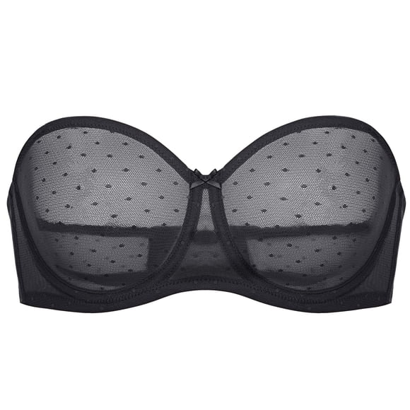 Sostén DOBREVA 40B Sin Tirantes de Malla Transparente con Aro Negro