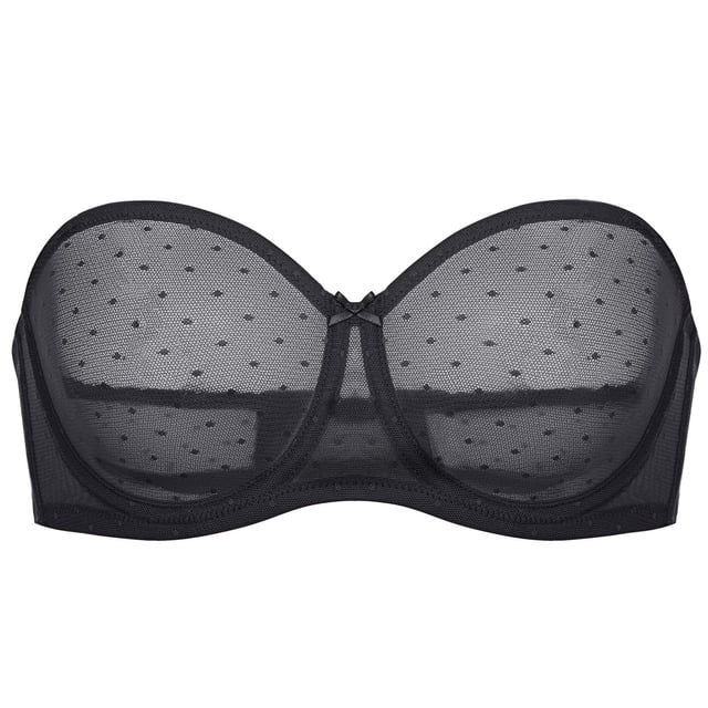 Sostén DOBREVA 40B Sin Tirantes de Malla Transparente con Aro Negro